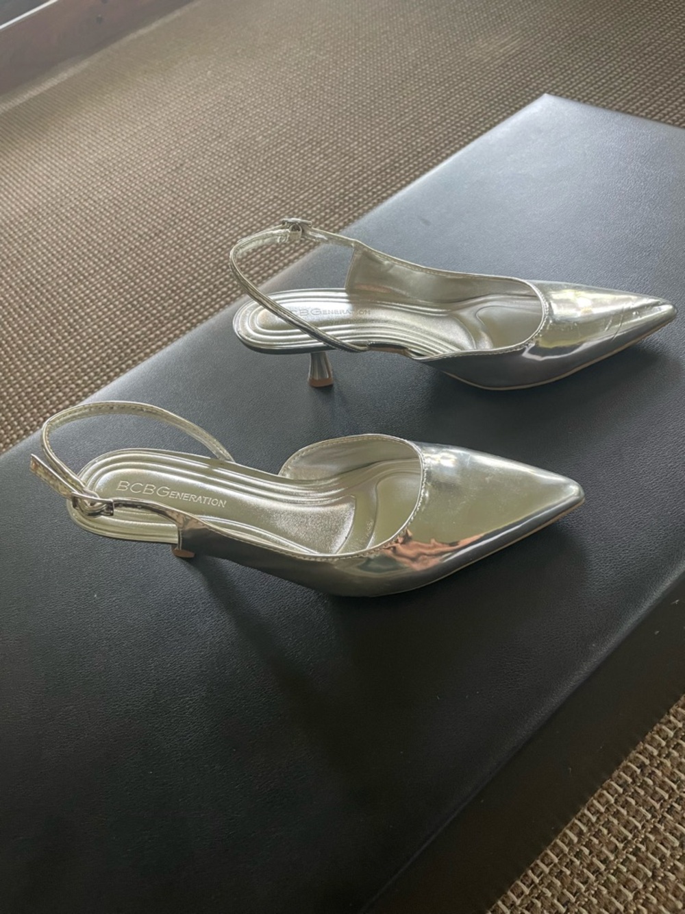 BCBGeneration Silver Pointed Slingback Heels - Picture 3 of 7